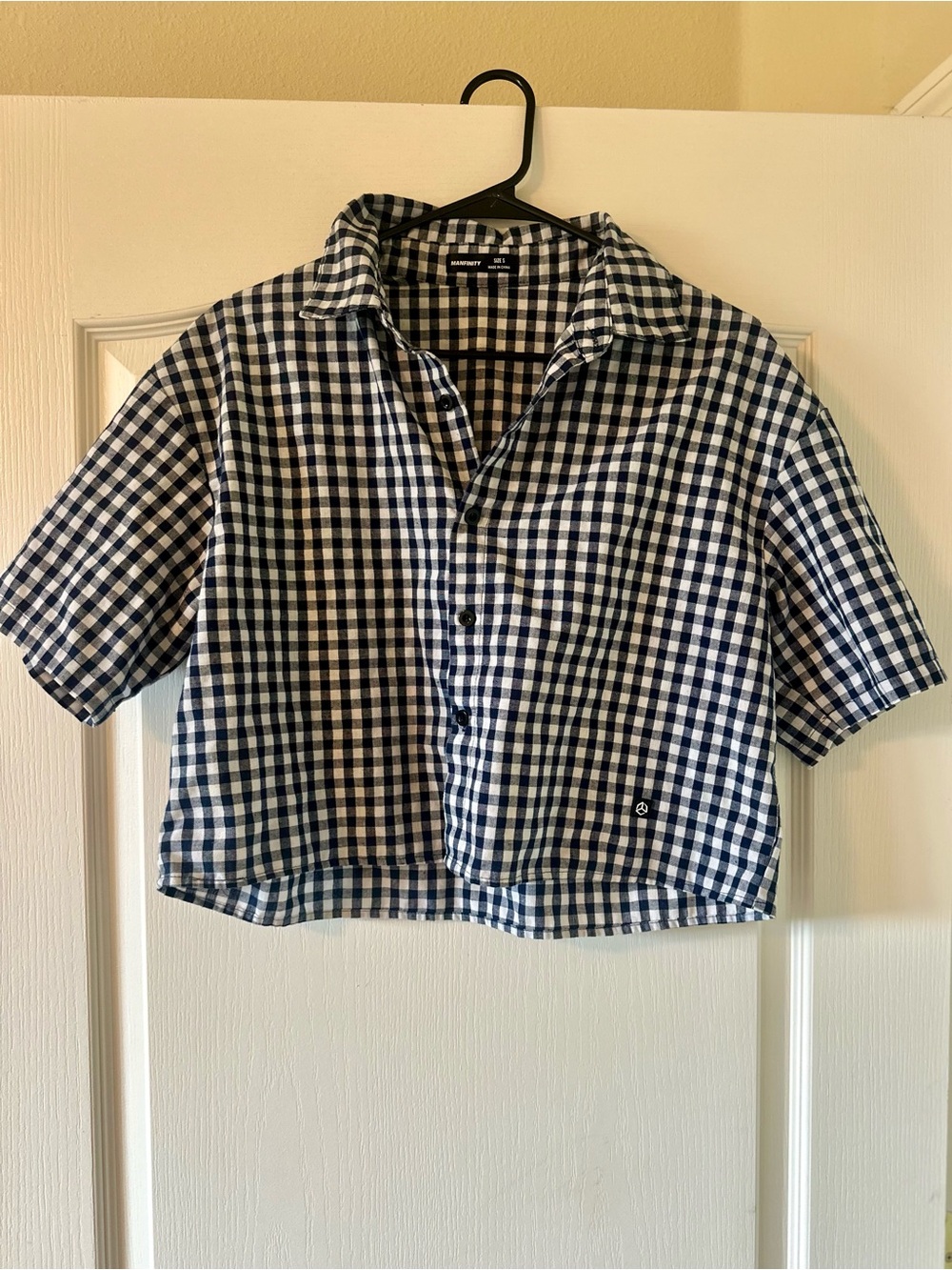 Manfinity Men’s Navy & White Gingham Button-Front Shirt